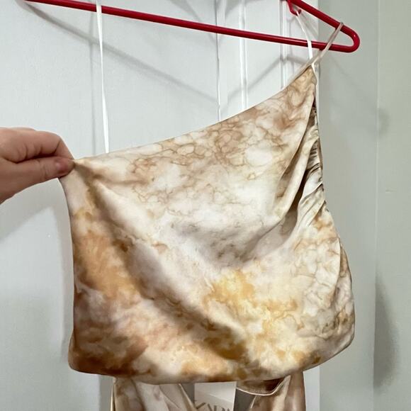 Zara Cut Out Satin Effect Printed Dress - Picture 12 of 16